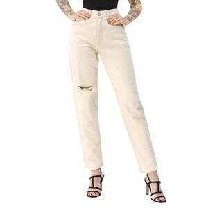 80s Vintage Levis 550 Cream Jeans Womens S Distressed Knee Relaxed Fit Tapered